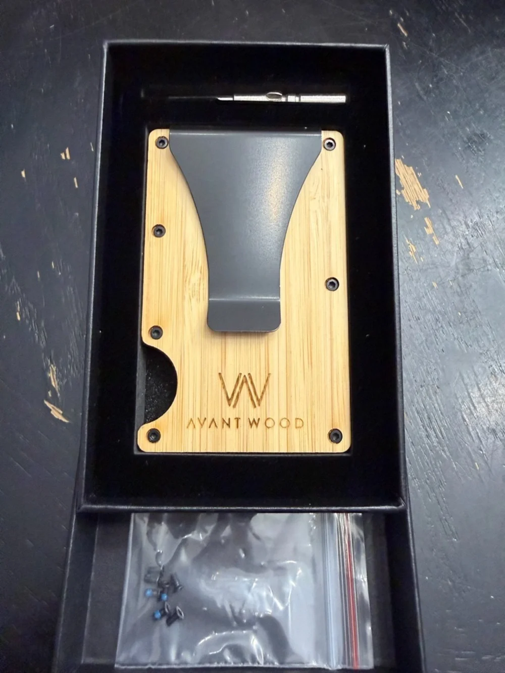 Avant Wood Bamboo & Gray Money Clip Wallet - Minimalist Men’s Accessory